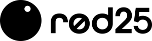 Rød25's flotte logo i sort